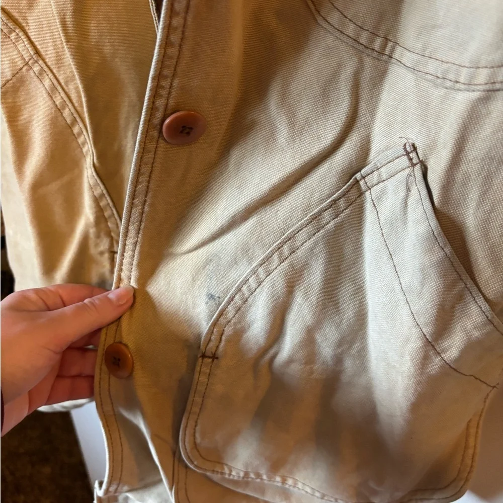 Vintage L.L Bean Barn Coat Flannel lined Canvas Workwear - Picture 4 of 7